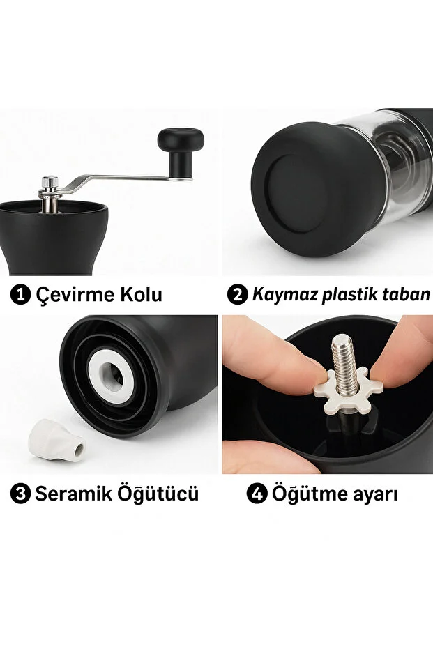 Coffe Grinder Seramik Cam Kahve Öğütücü